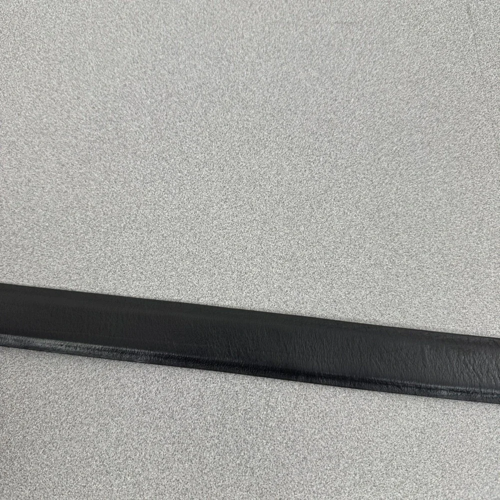 Eddie Bauer Belt Mens 42 Black Genuine Leather Made in USA Silver Buckle